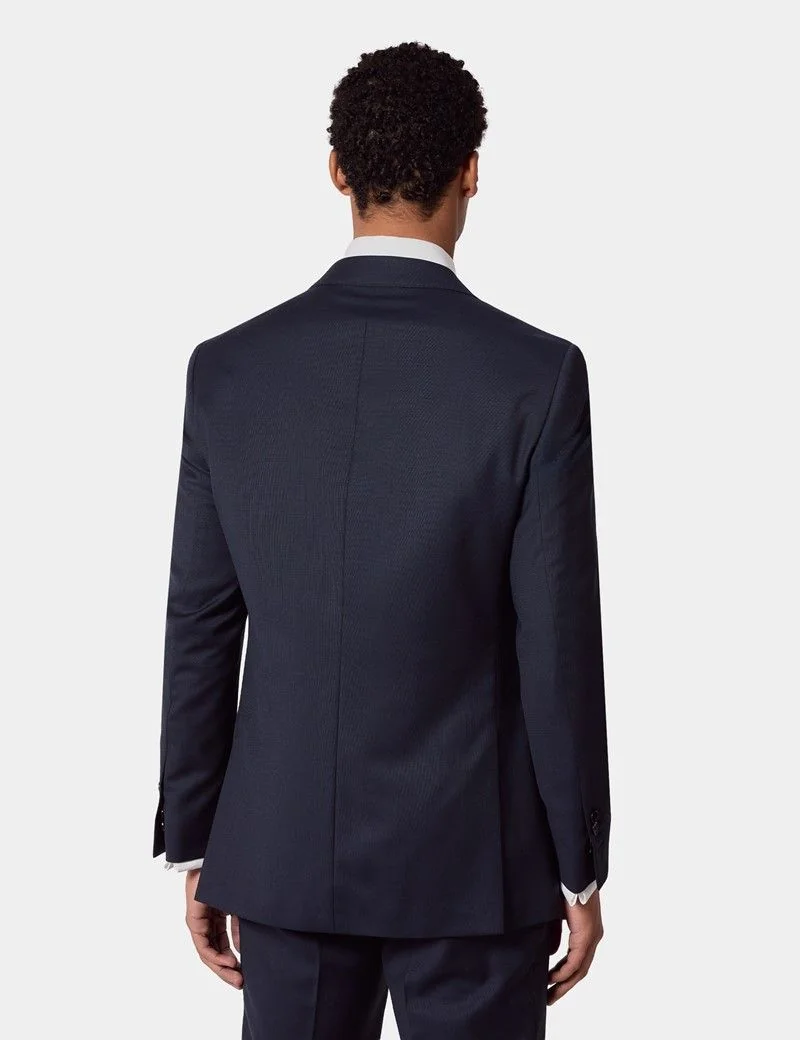 Tailored Fit Navy Birdseye Suit Jacket thumbnail 6