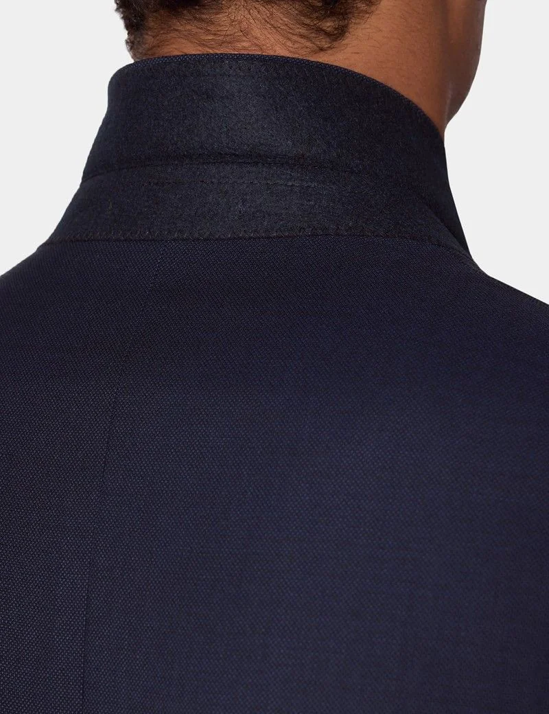 Tailored Fit Navy Birdseye Suit Jacket thumbnail 7
