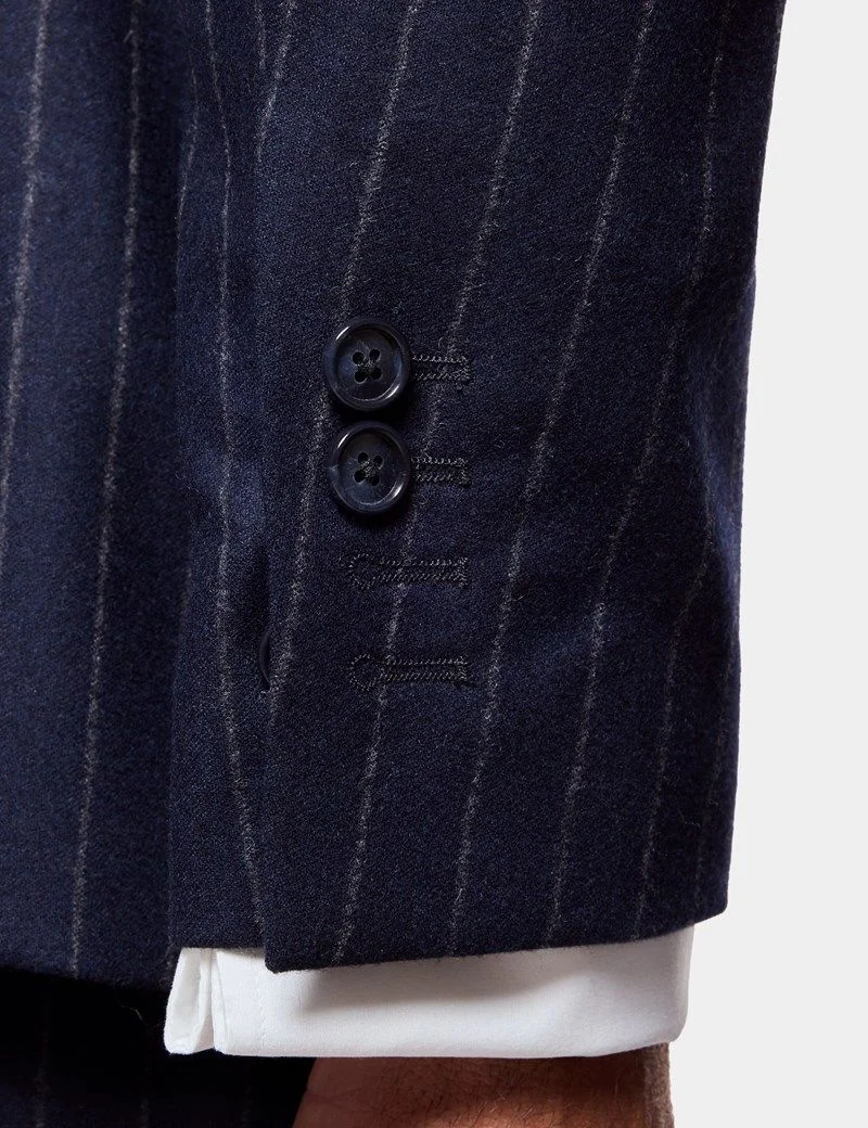 Tailored Fit Navy Chalk Stripe 1913 Suit Jacket thumbnail 6