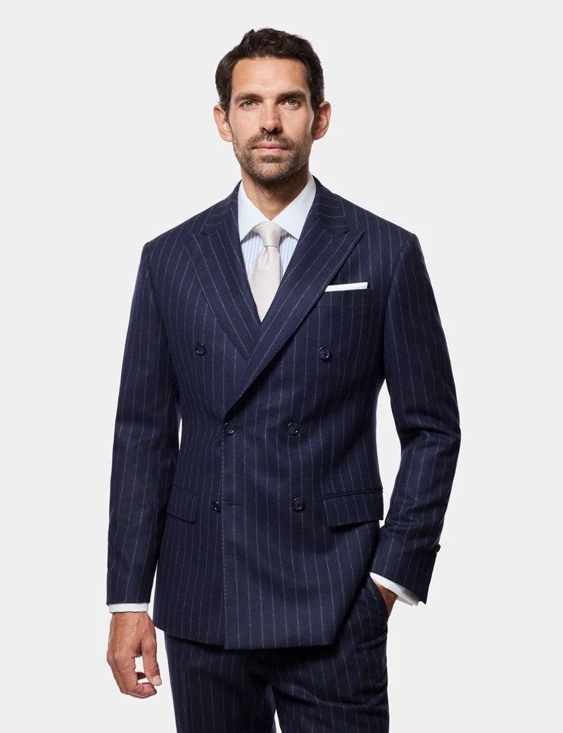 Tailored Fit Navy Chalk Stripe 1913 Suit Jacket thumbnail 8