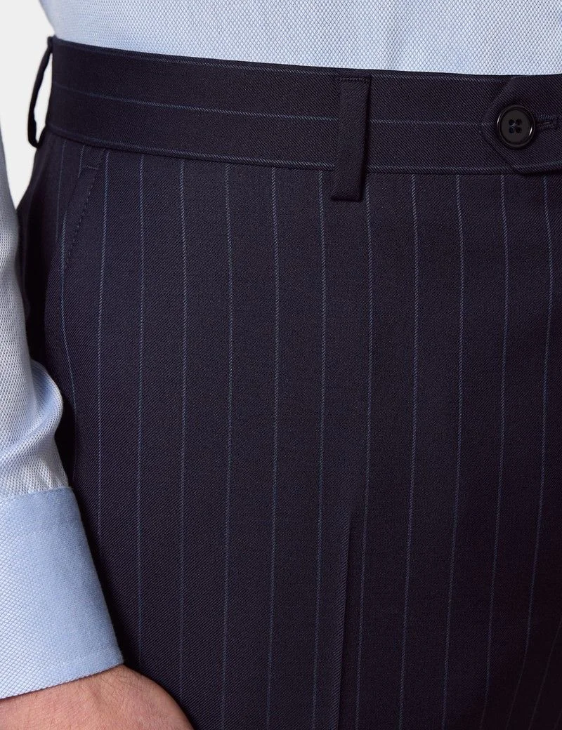 Tailored Fit Navy Chalk Stripe 1913 Suit Trousers thumbnail 3
