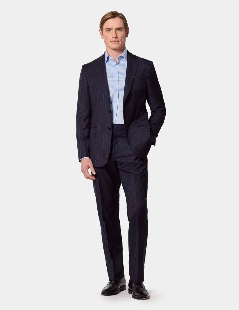 Tailored Fit Navy Chalk Stripe 1913 Suit thumbnail 3