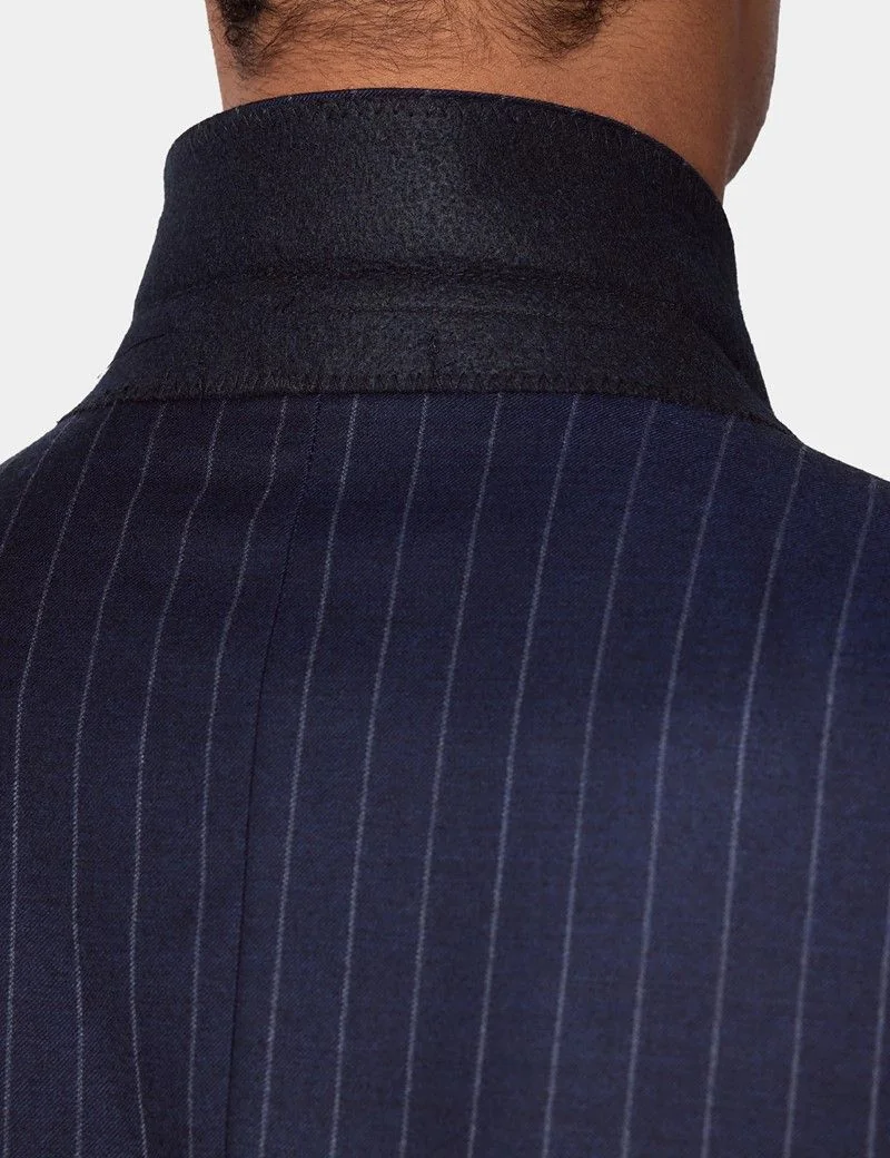 Tailored Fit Navy Chalk Stripe Suit Jacket thumbnail 5