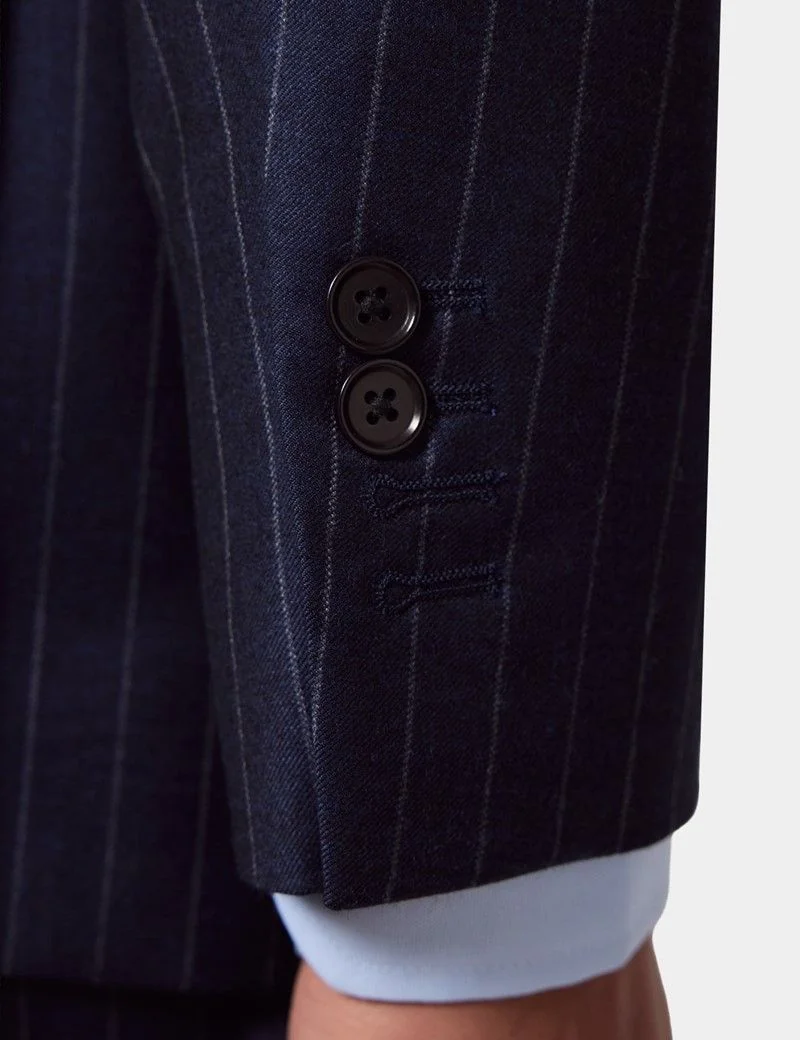 Tailored Fit Navy Chalk Stripe Suit Jacket thumbnail 6