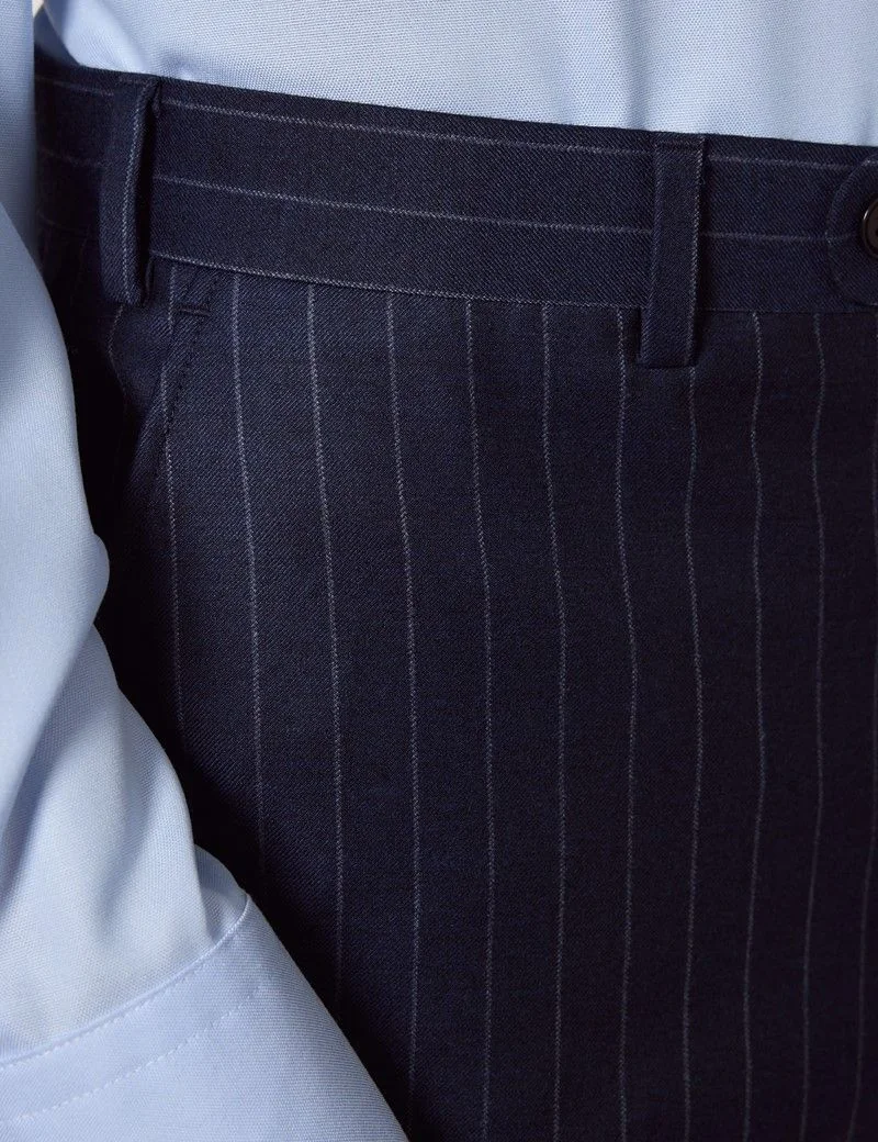 Tailored Fit Navy Chalk Stripe Suit thumbnail 6