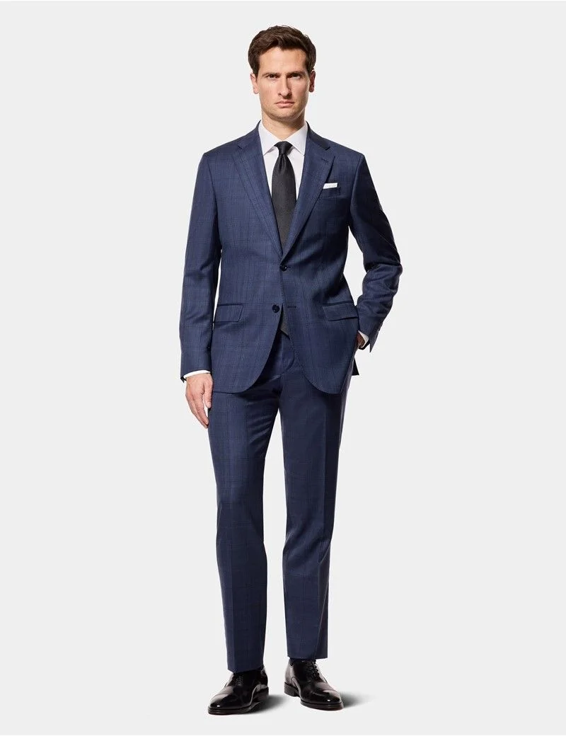Tailored Fit Navy Check 1913 Suit Jacket thumbnail 2