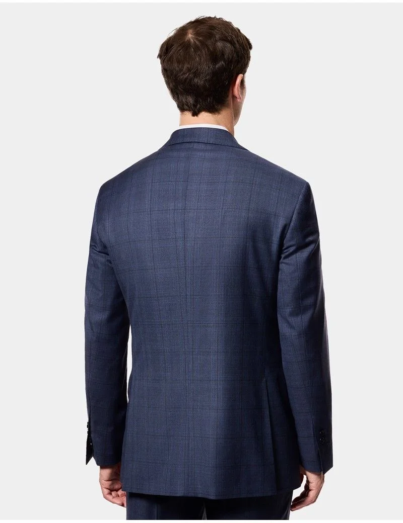 Tailored Fit Navy Check 1913 Suit Jacket thumbnail 4