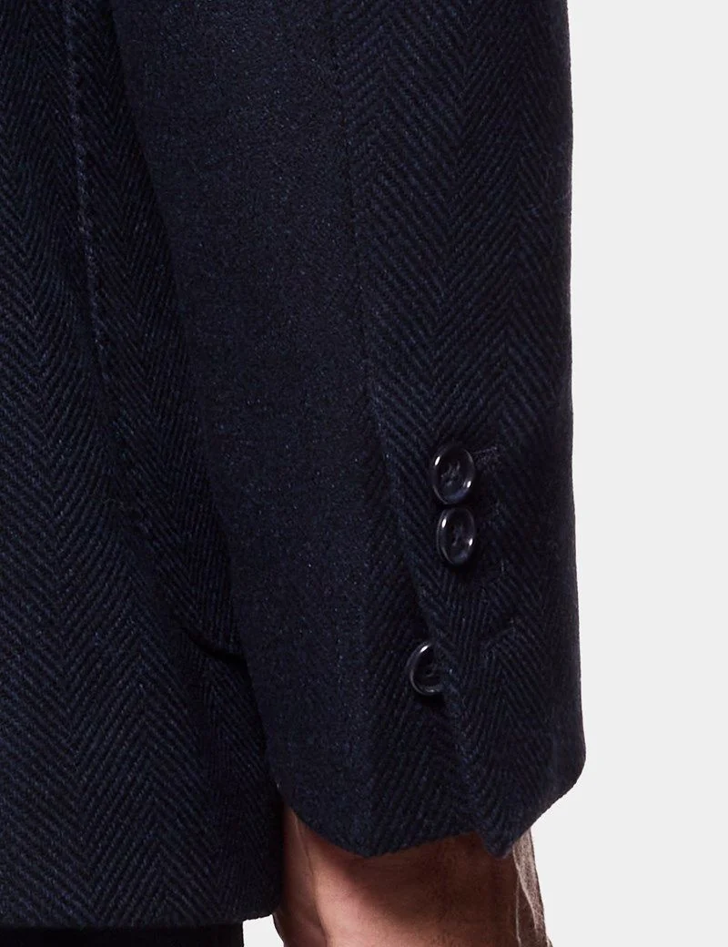 Tailored Fit Navy Herringbone 1913 Blazer thumbnail 7