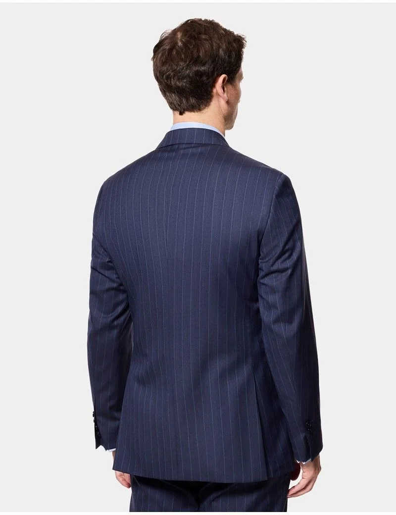 Tailored Fit Navy Herringbone Stripe 1913 Suit Jacket thumbnail 5