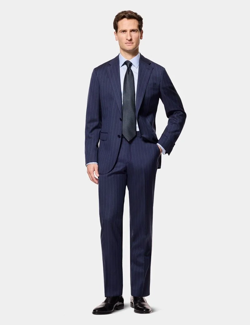 Tailored Fit Navy Herringbone Stripe 1913 Suit Jacket thumbnail 8