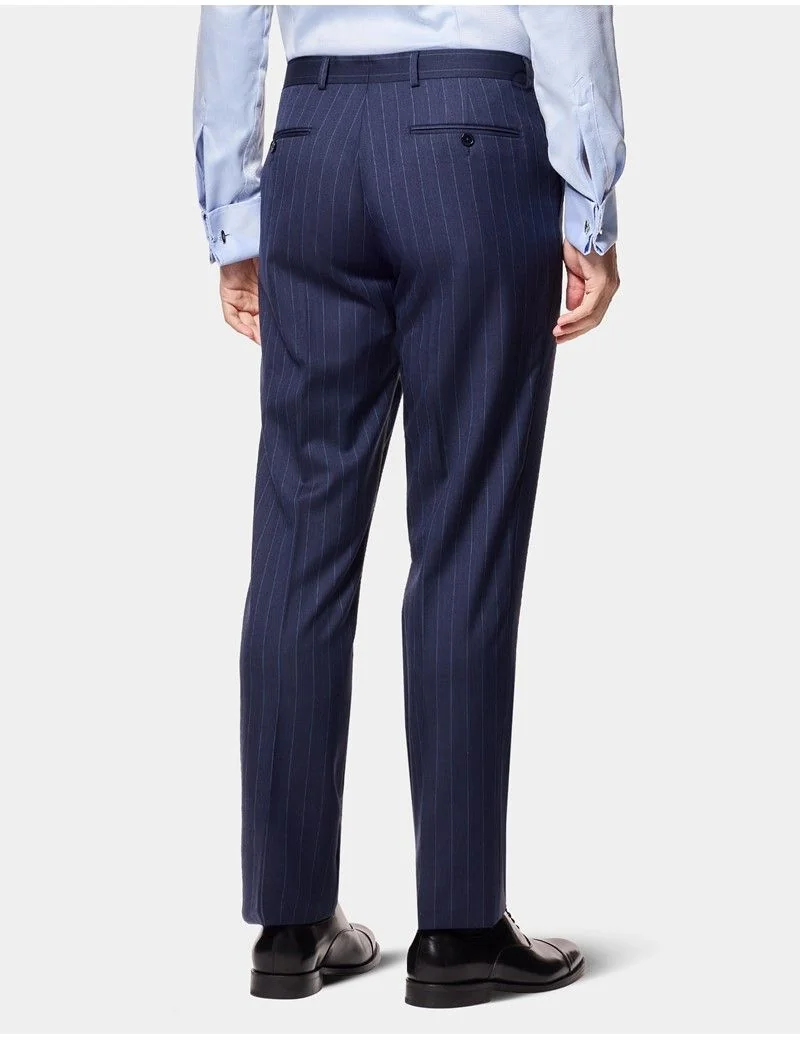 Tailored Fit Navy Herringbone Stripe 1913 Suit Trousers thumbnail 4