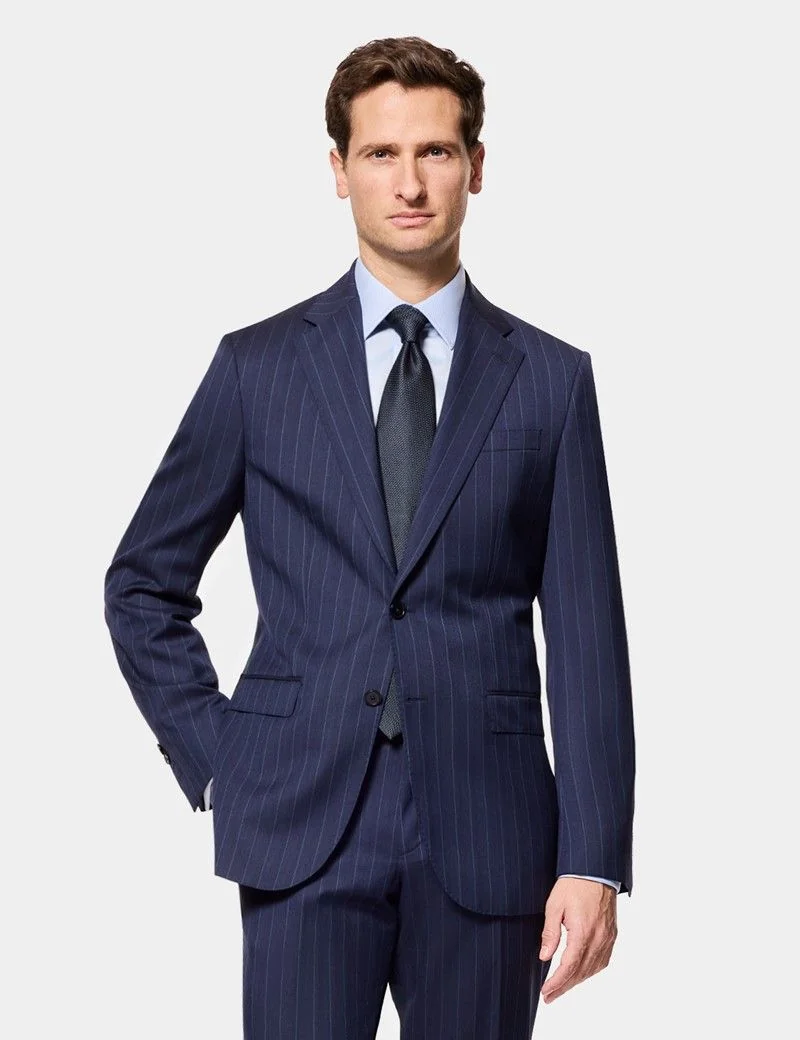 Tailored Fit Navy Herringbone Stripe 1913 Suit thumbnail 8