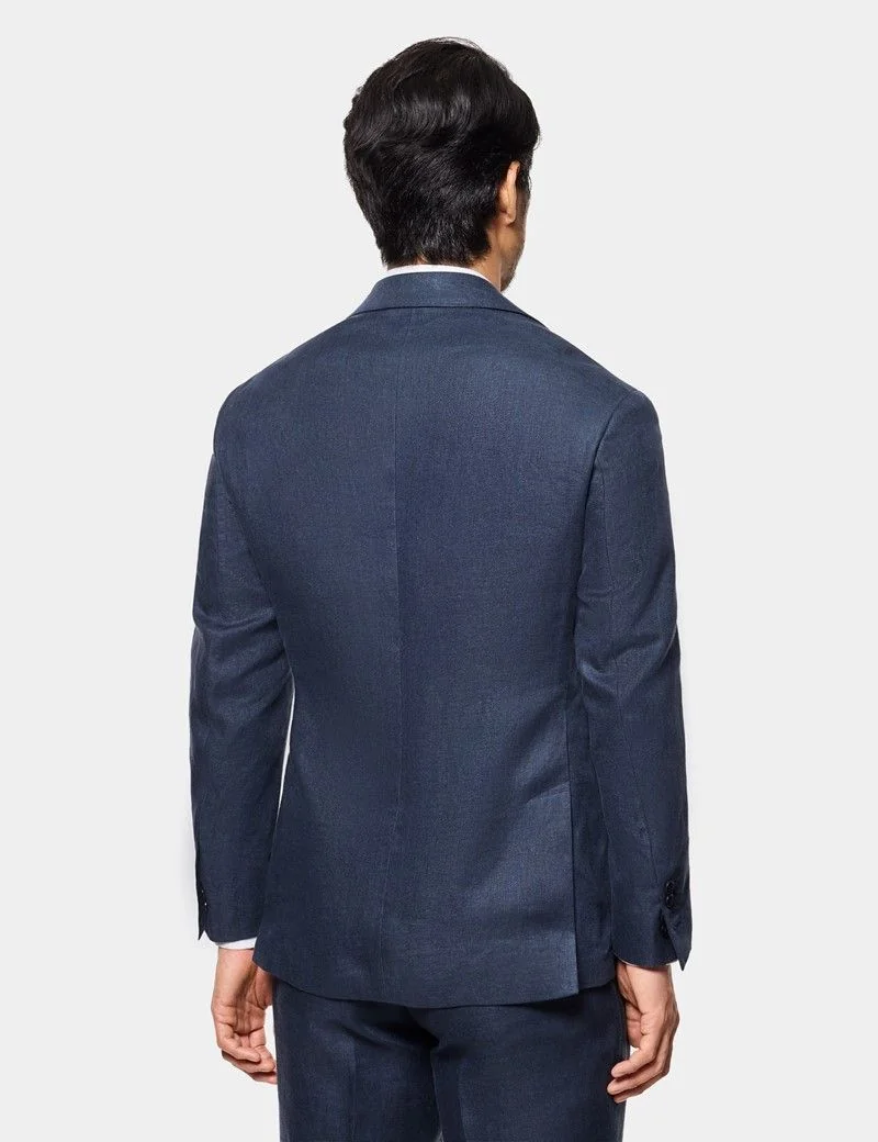 Tailored Fit Navy Linen Suit thumbnail 2