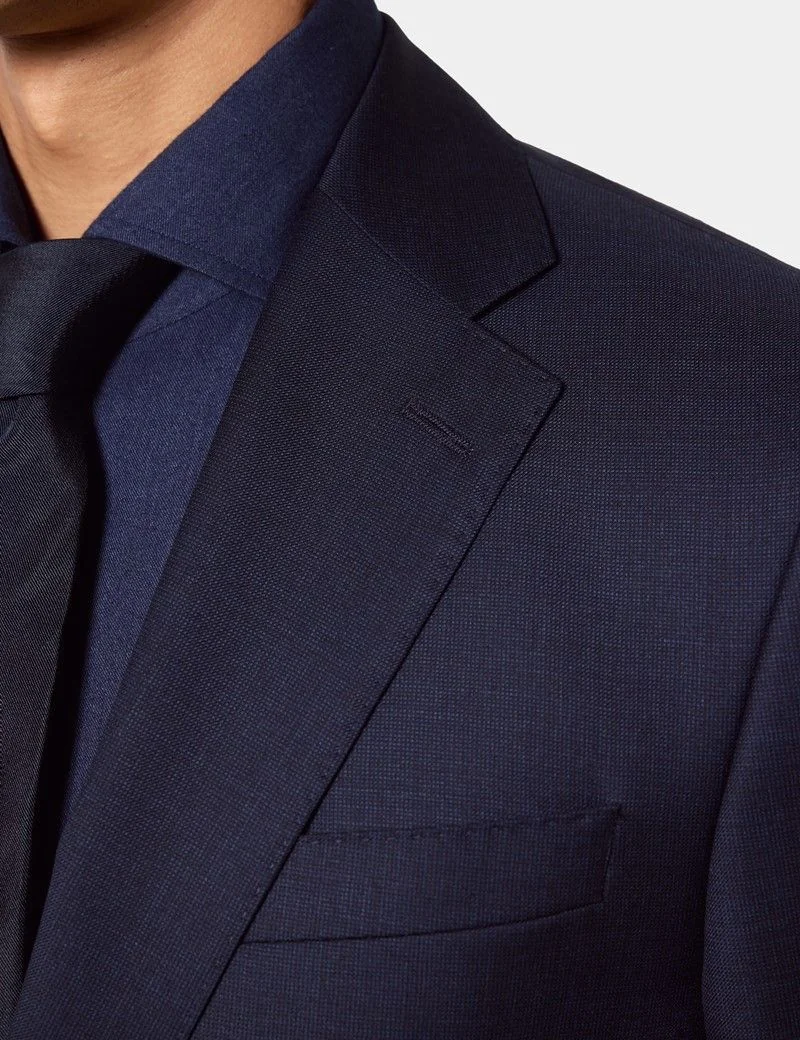 Tailored Fit Navy Semi Plain 1913 Suit Jacket thumbnail 3