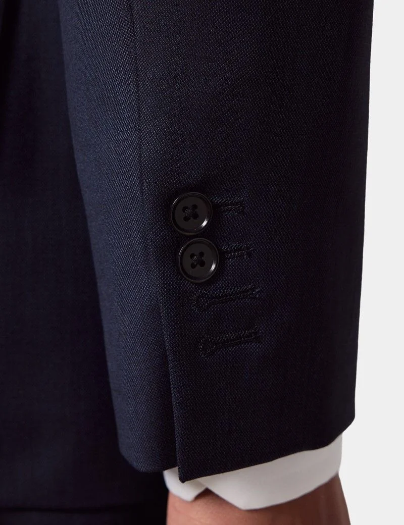 Tailored Fit Navy Sharkskin Suit Jacket thumbnail 5