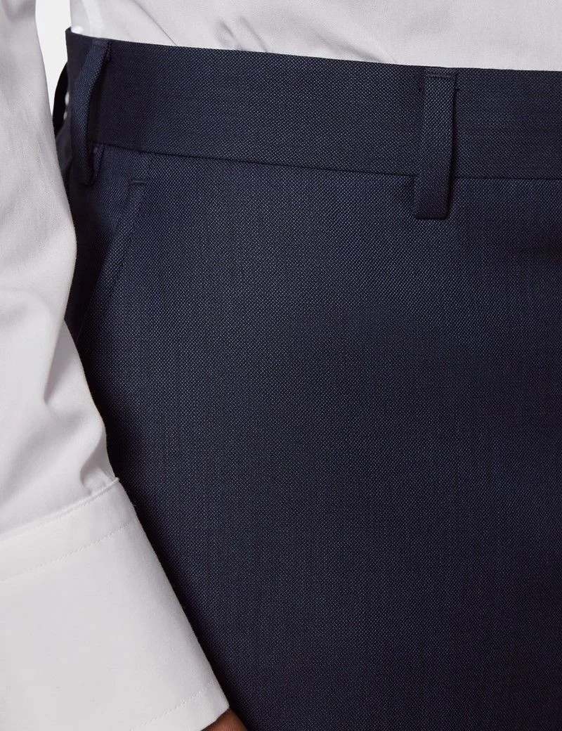 Tailored Fit Navy Sharkskin Suit Trousers thumbnail 3