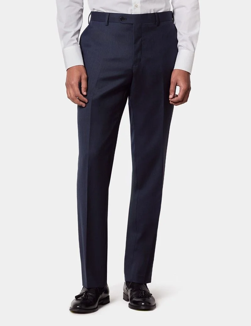Tailored Fit Navy Sharkskin Suit thumbnail 4