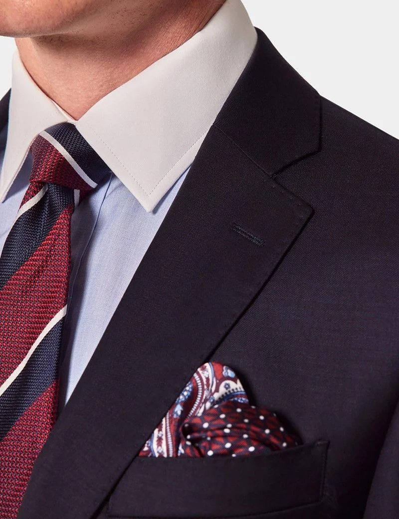 Tailored Fit Navy Twill Suit Jacket thumbnail 3