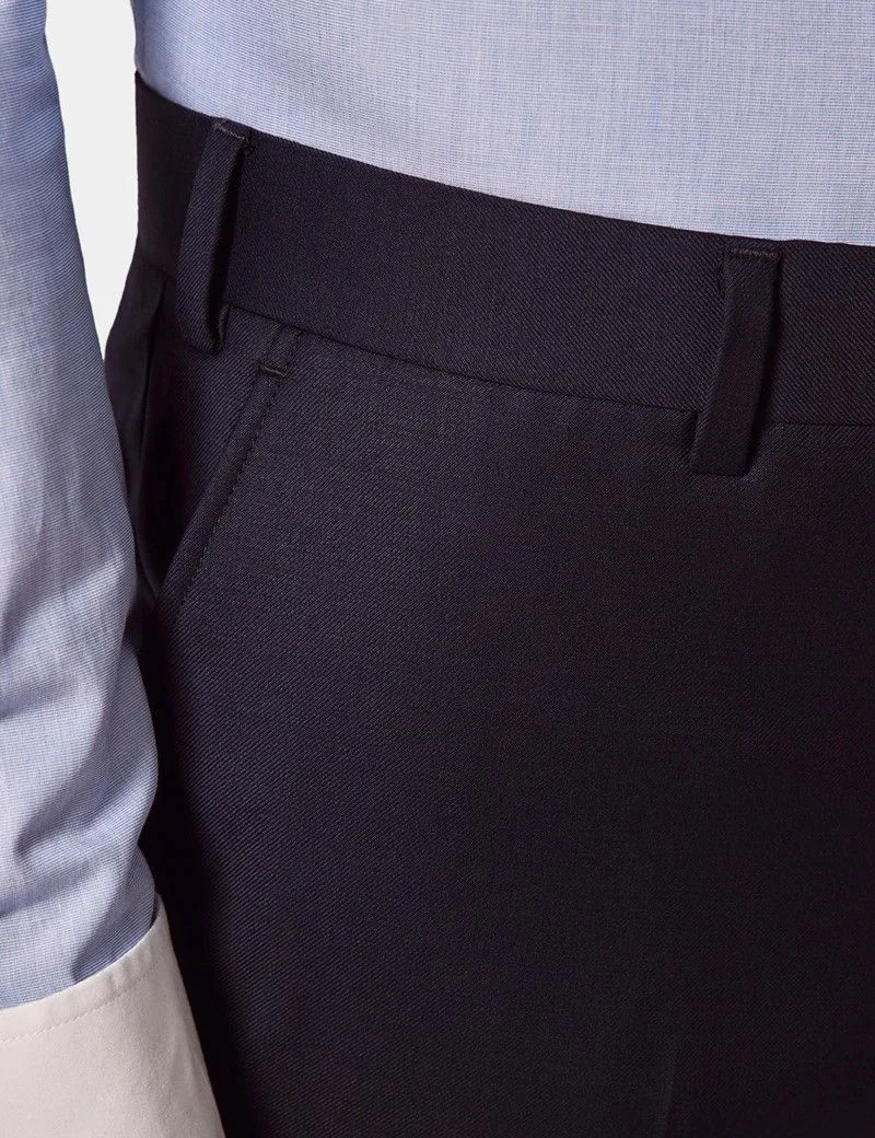 Tailored Fit Navy Twill Suit Trousers thumbnail 3