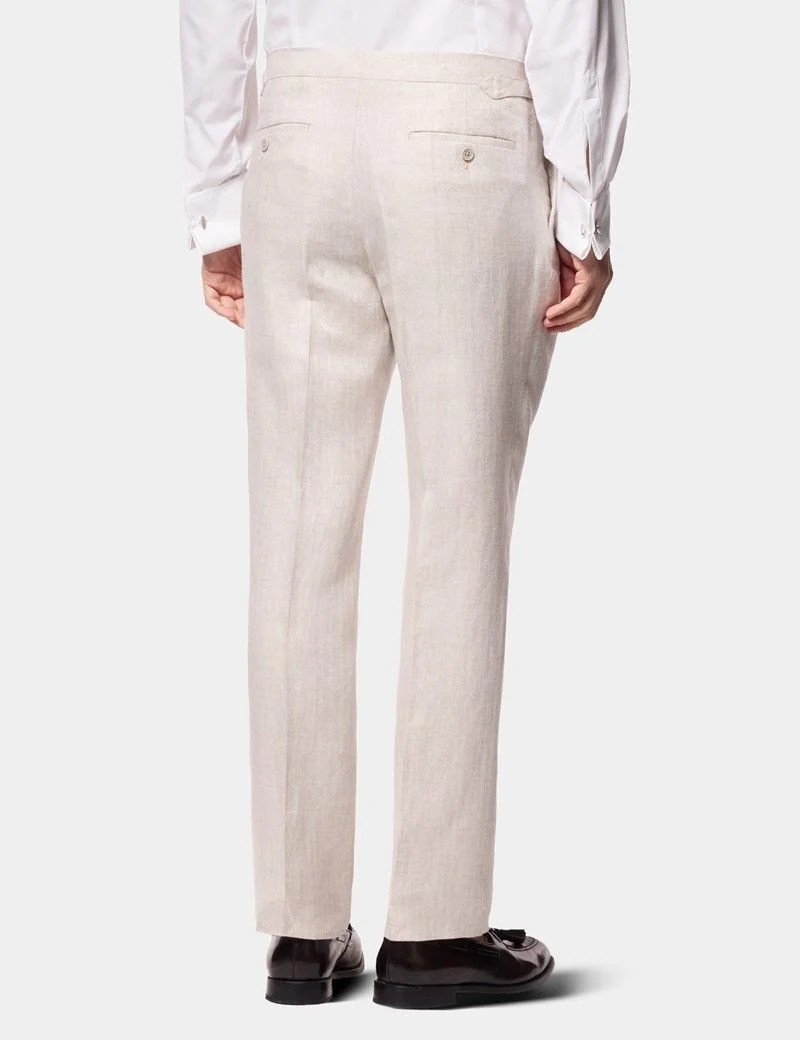 Tailored Fit Neutral Herringbone Linen Suit thumbnail 7