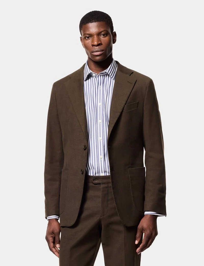 Tailored Fit Olive Moleskin 1913 Suit Jacket thumbnail 3