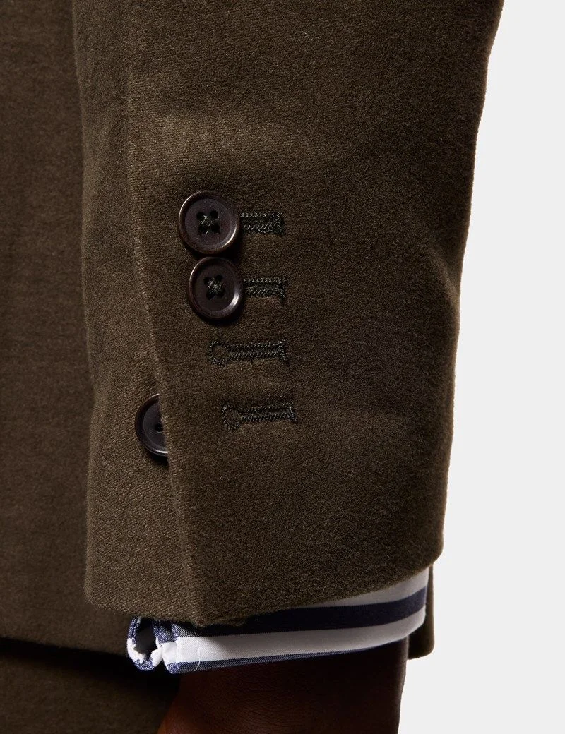 Tailored Fit Olive Moleskin 1913 Suit thumbnail 3