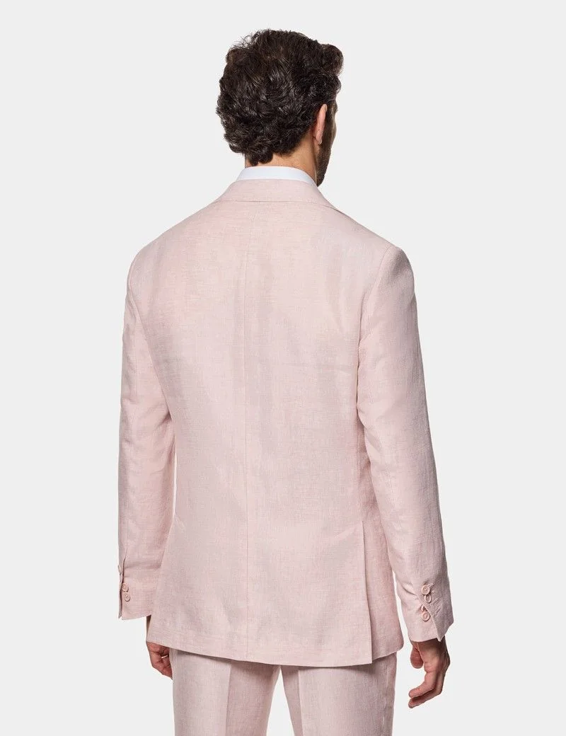 Tailored Fit Pink Linen Suit Jacket thumbnail 4