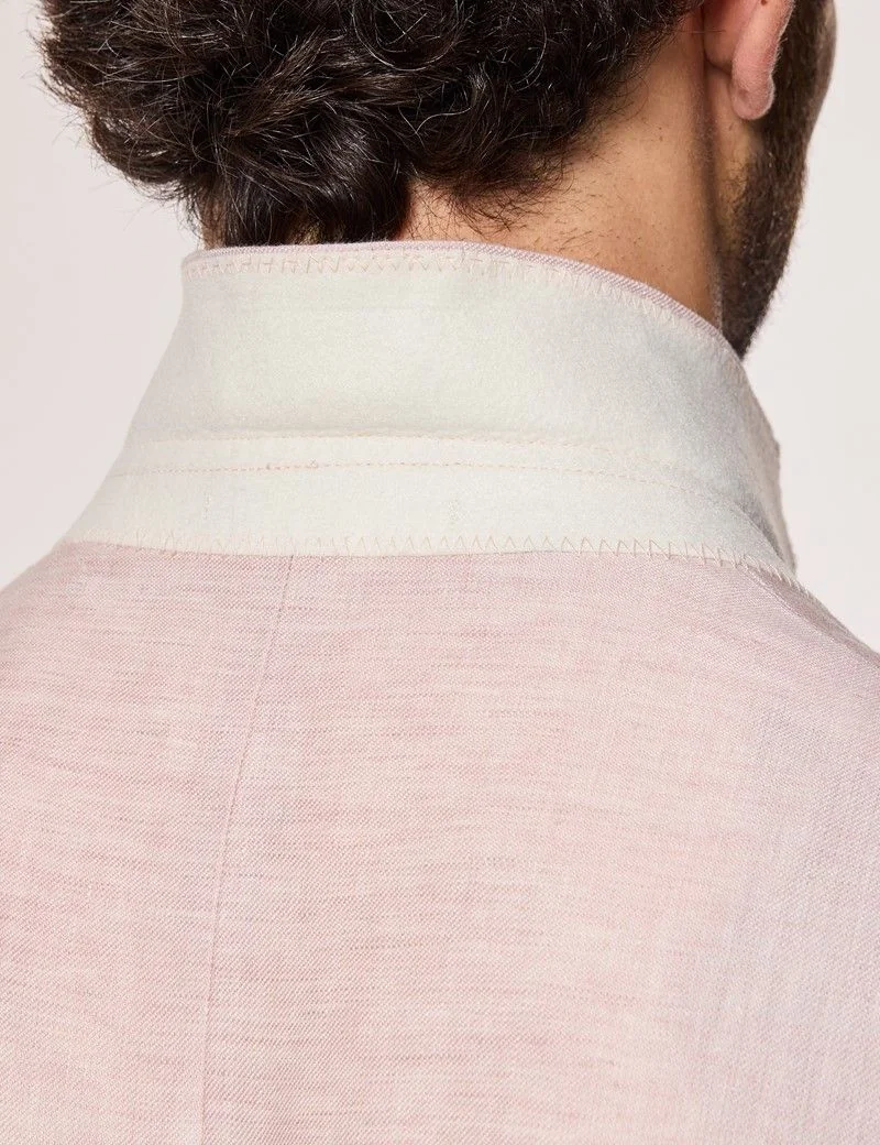 Tailored Fit Pink Linen Suit Jacket thumbnail 5