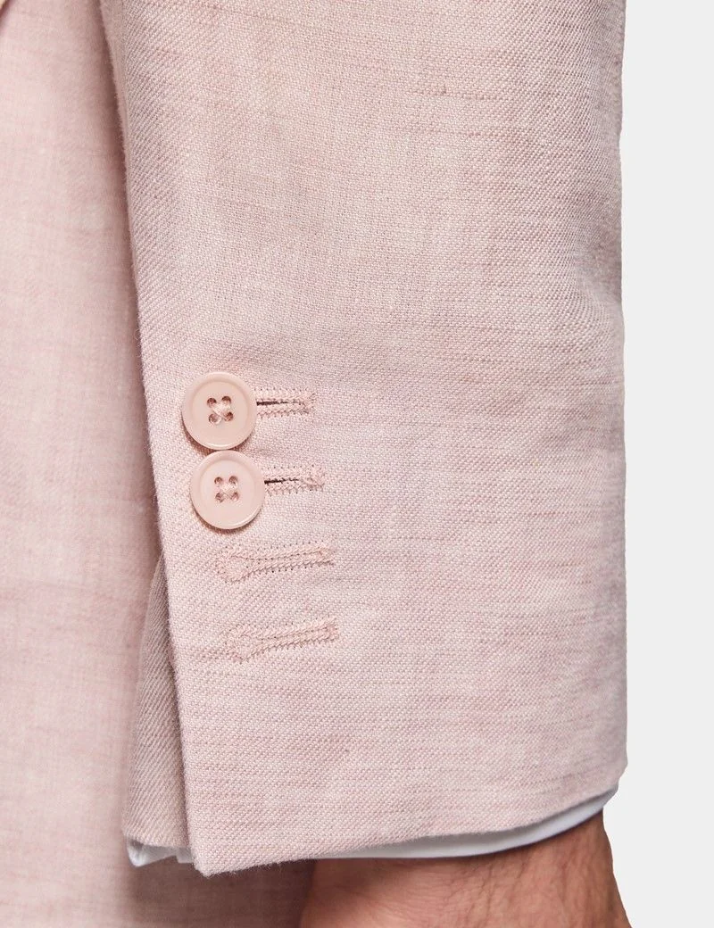Tailored Fit Pink Linen Suit Jacket thumbnail 6