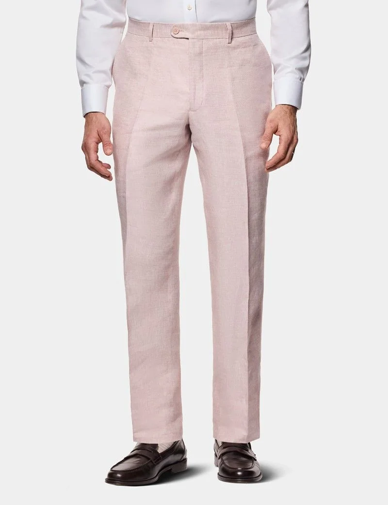 Tailored Fit Pink Linen Suit Trousers thumbnail 2