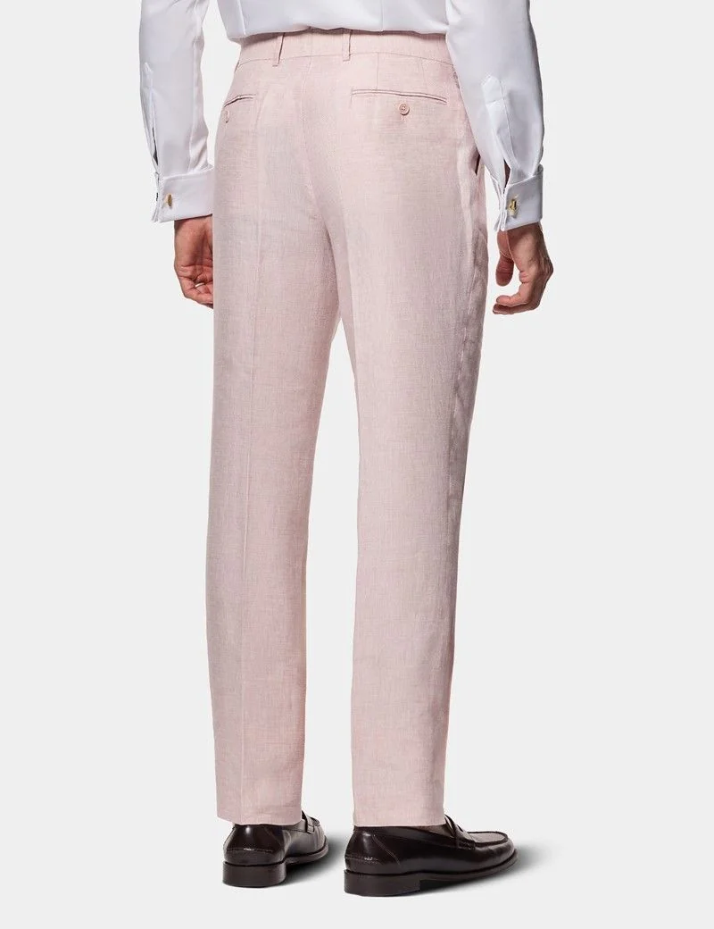 Tailored Fit Pink Linen Suit Trousers thumbnail 4