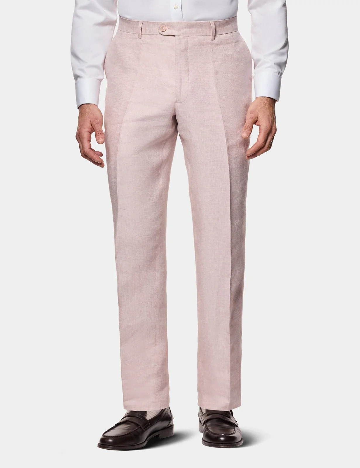Tailored Fit Pink Linen Suit Trousers