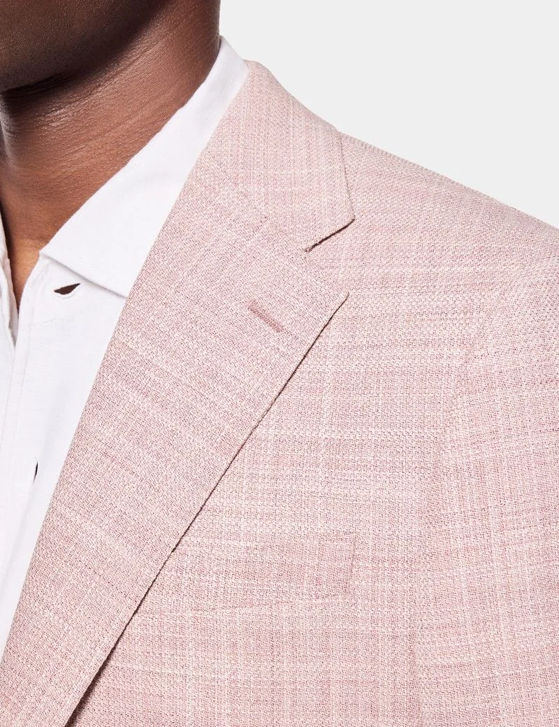 Tailored Fit Pink Twill Wool-Silk Blazer thumbnail 4
