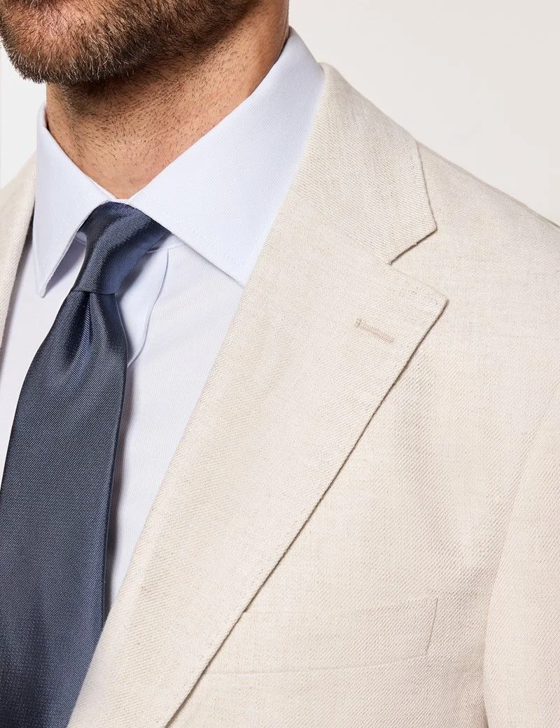 Tailored Fit Stone Linen Suit Jacket thumbnail 8