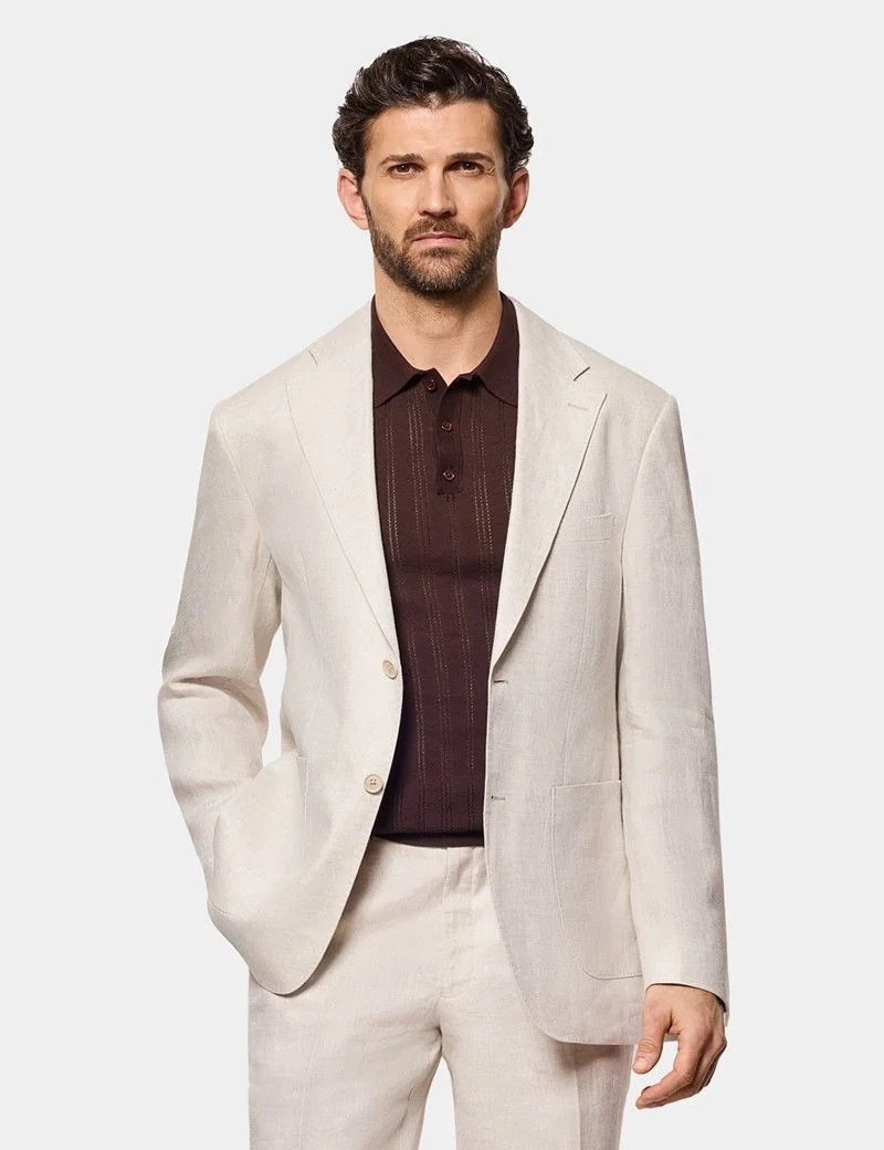Tailored Fit Stone Linen Suit thumbnail 2