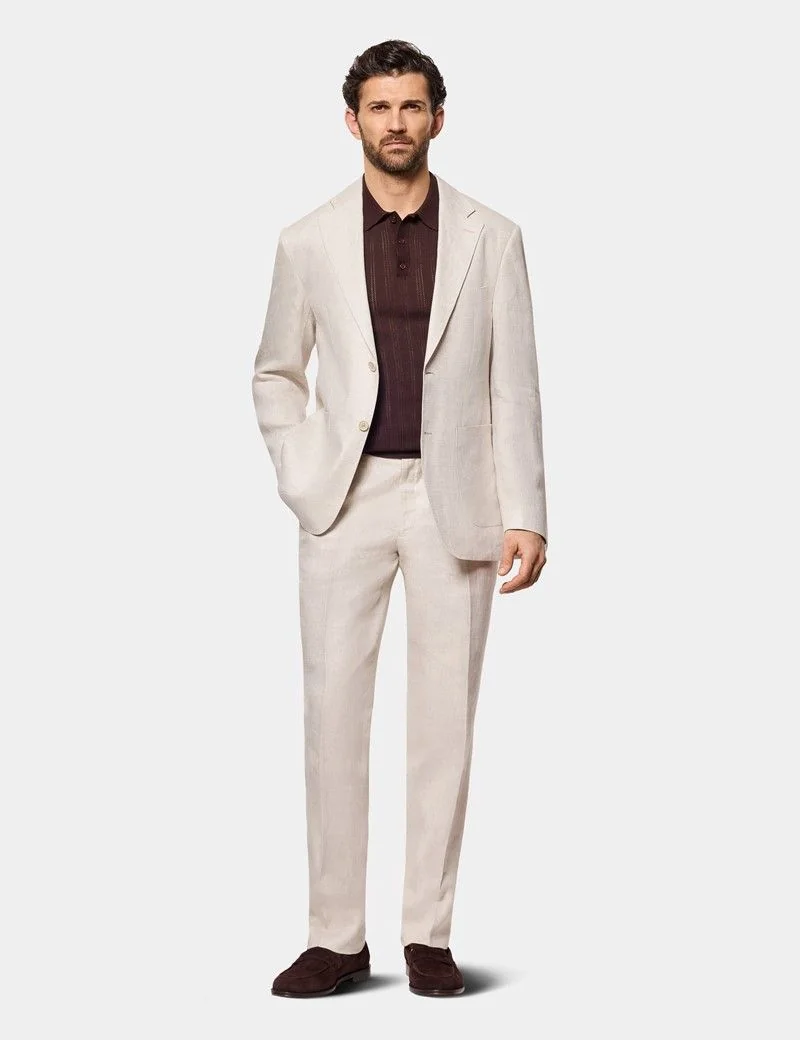 Tailored Fit Stone Linen Suit thumbnail 3