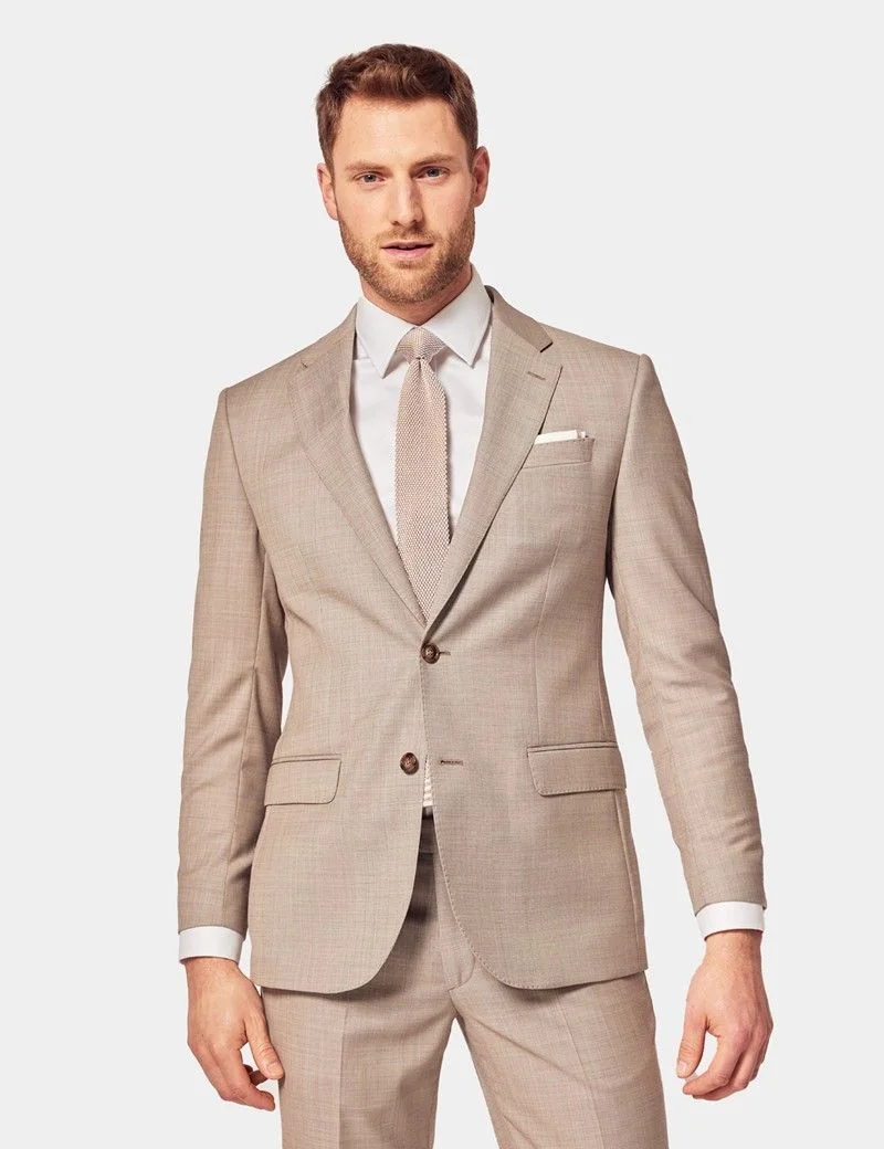 Tailored Fit Stone Sharkskin 1913 Suit Jacket thumbnail 2