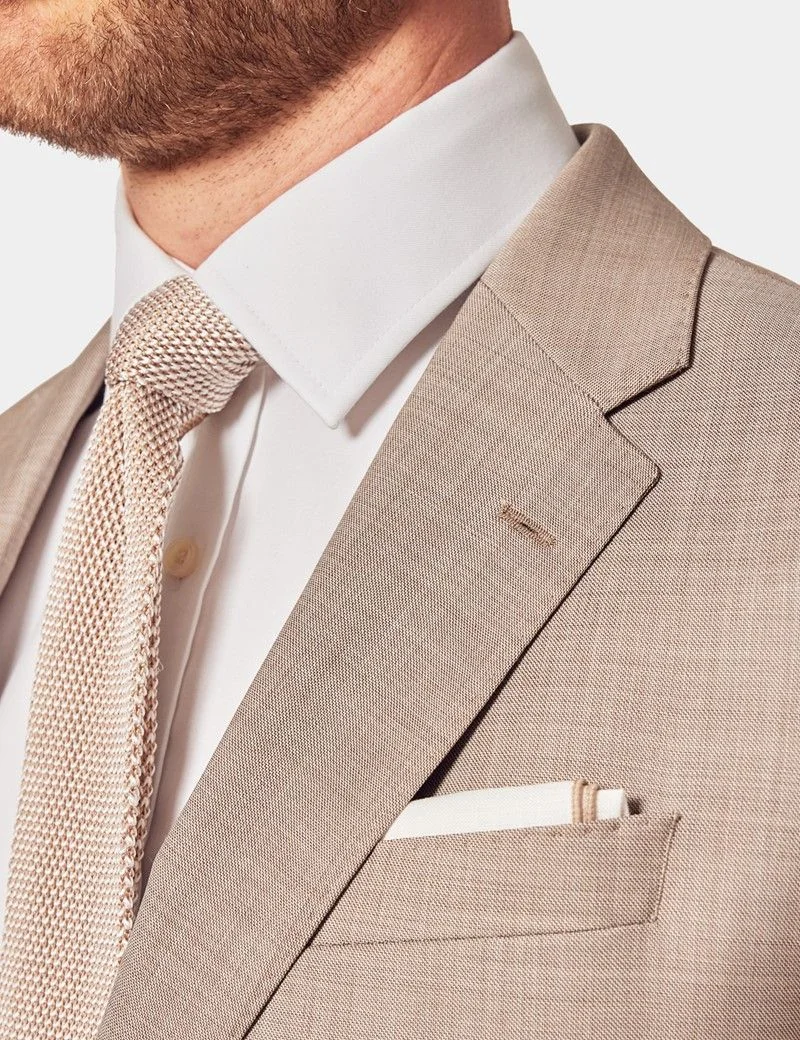 Tailored Fit Stone Sharkskin 1913 Suit Jacket thumbnail 3