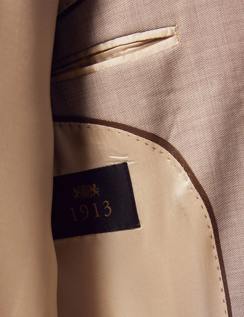 Tailored Fit Stone Sharkskin 1913 Suit Jacket thumbnail 5