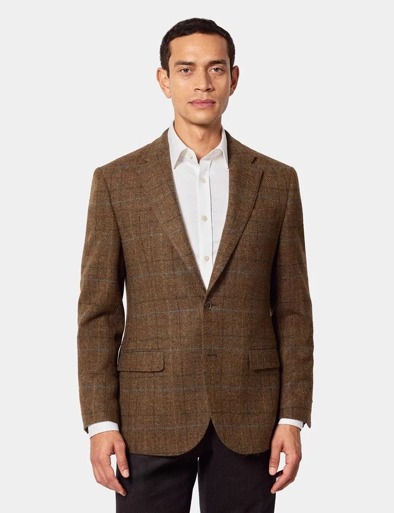 Tailored Fit Tan Check 1913 Blazer thumbnail 2