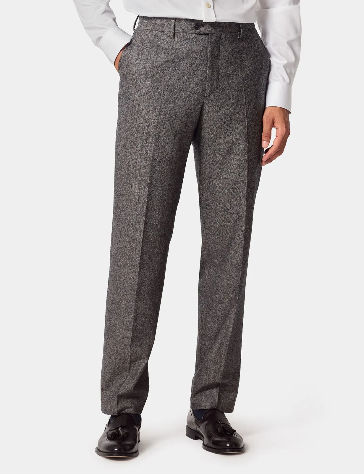 Tailored Fit Taupe Herringbone 1913 Suit Trousers primary image