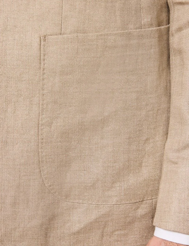 Tailored Fit Taupe Hopsack Linen Suit thumbnail 5
