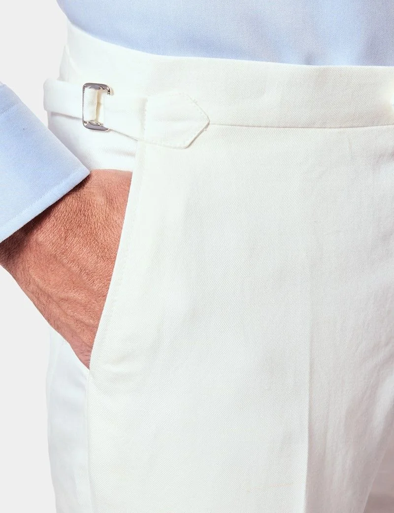Tailored Fit White 1913 Suit Trousers With Side Adjusters thumbnail 3