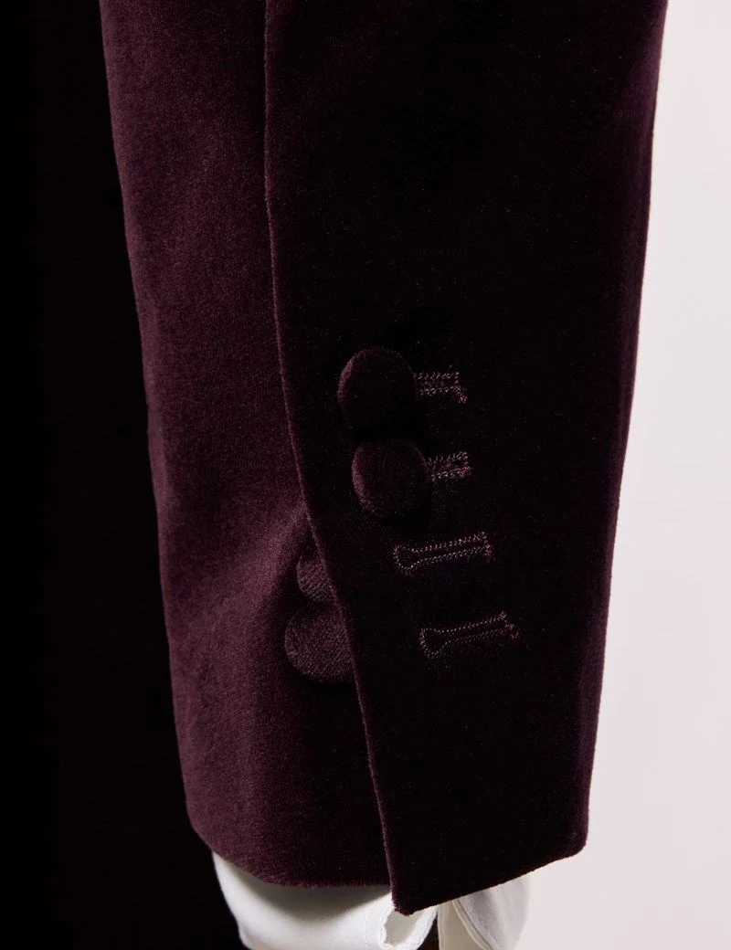 Tailored Fit Wine Velvet Jacket thumbnail 4