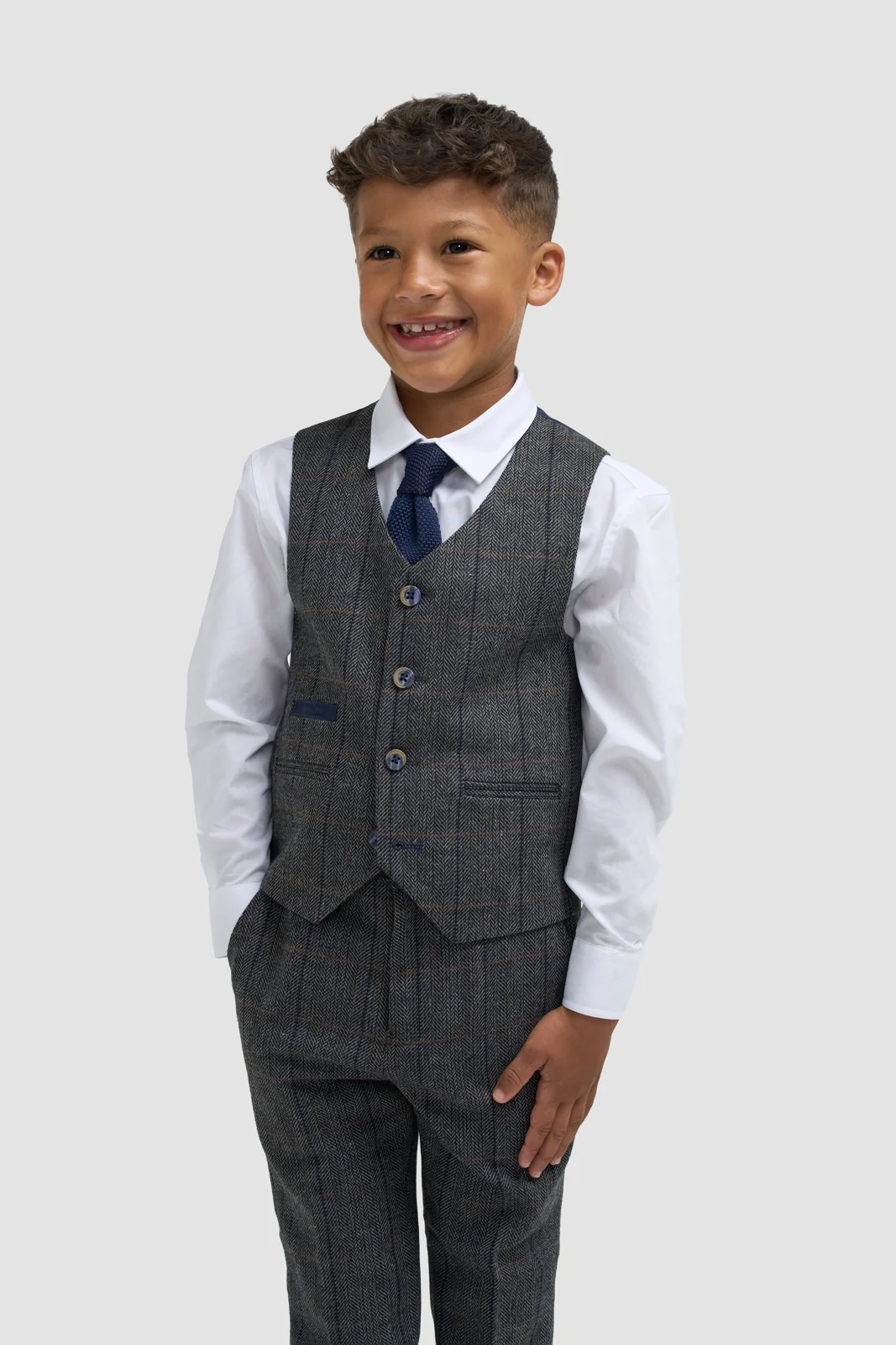 Albert Grey Tweed Check Boys Suit thumbnail 4