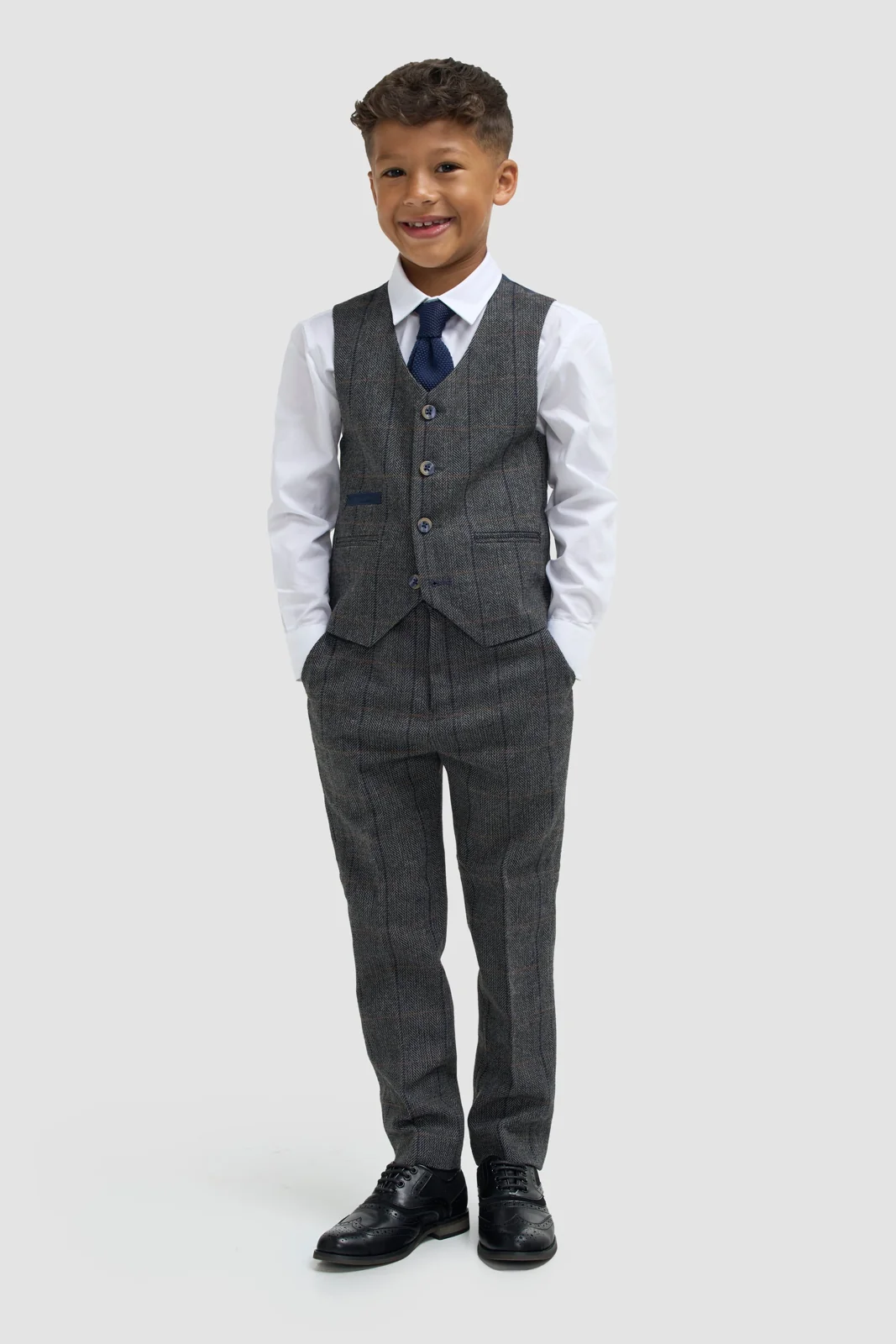 Albert Grey Tweed Check Boys Suit thumbnail 5