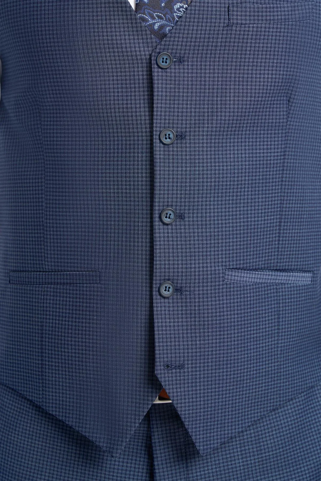 Bond Navy Check Waistcoat thumbnail 4