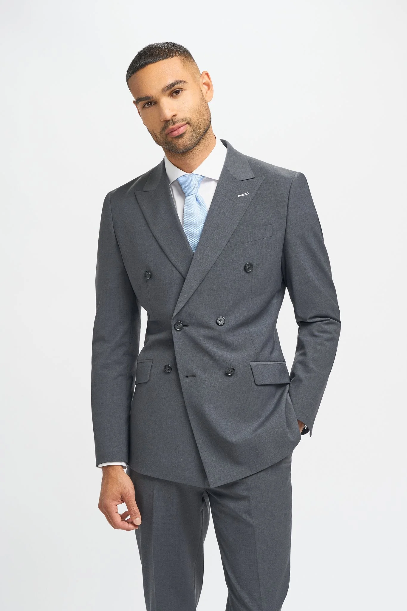 Bond Wool Rich Charcoal Double Breasted Suit thumbnail 2