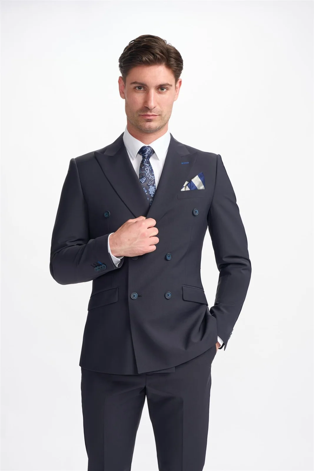 Bond Wool Rich Midnight Navy Double Breasted Two Piece Suit thumbnail 2