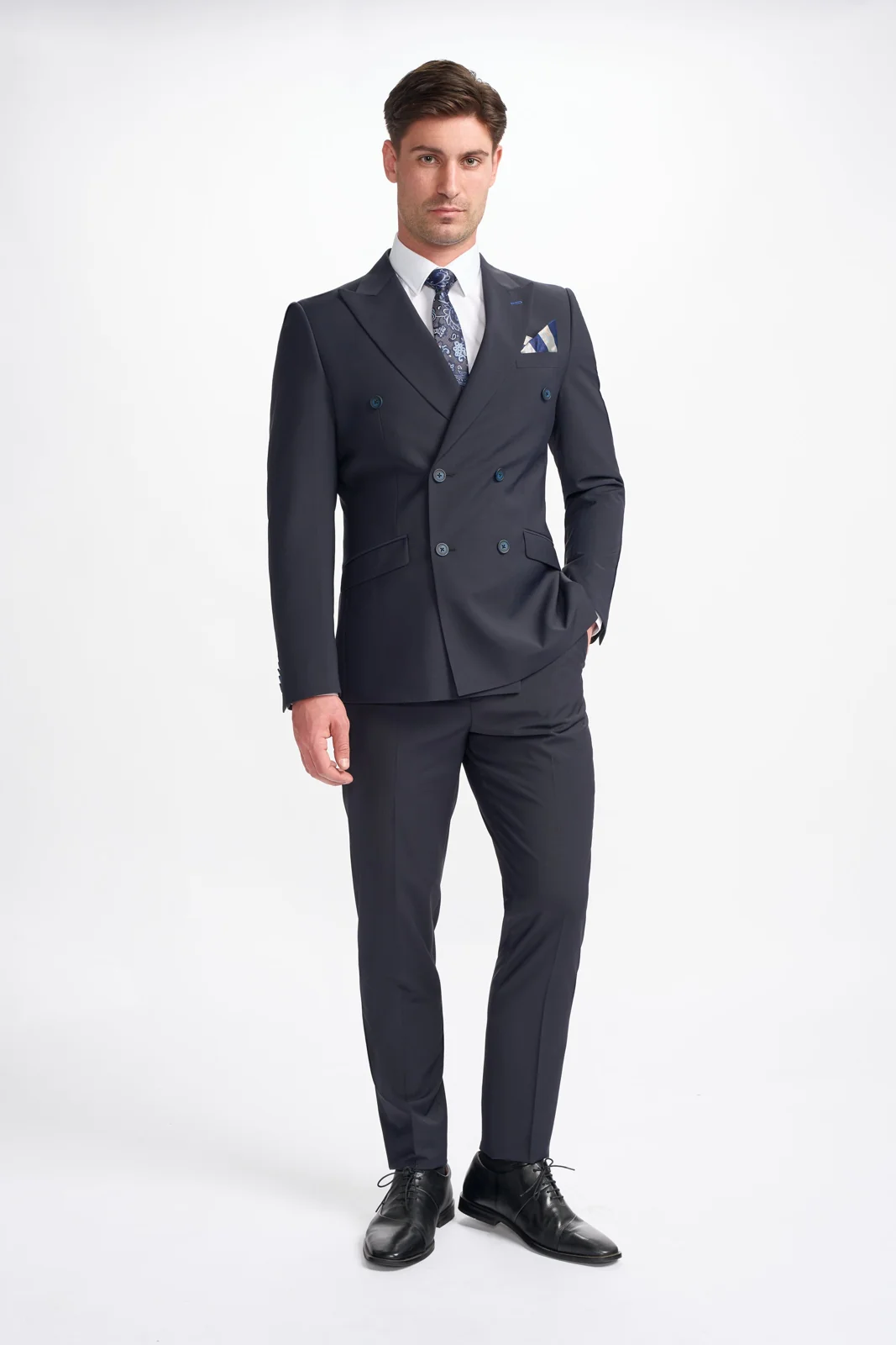 Bond Wool Rich Midnight Navy Double Breasted Two Piece Suit primary image